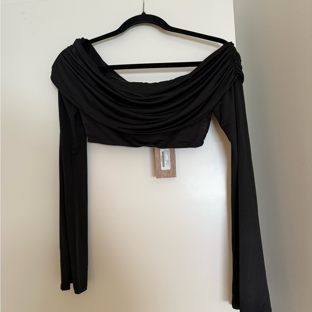 Meshki Black Off-Shoulder Top & Skirt